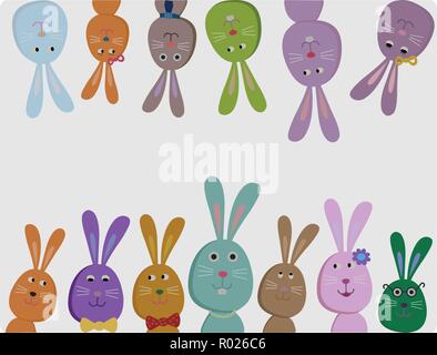 Ein viele süße bunte Hasen konzeptionelle Vektor Stock Vektor