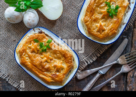 Steak und mushroom Pie - Ansicht von oben Stockfoto