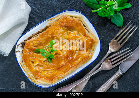 Steak und mushroom Pie - Ansicht von oben Stockfoto