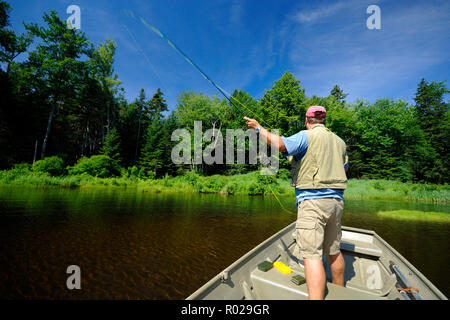 Fliegenfischen, See Wantastiquet, Vermont Stockfoto