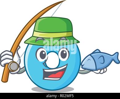 Angeln Cartoon die Zahl null Farbe blau Stock Vektor