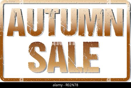 Herbst Sale Typografie isoliert auf Weiss. Gummistempel Imitation Wirkung Stock Vektor