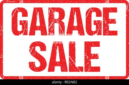 Garage Verkauf Typografie isoliert auf weißem Gummi Stempel Imitation Wirkung Stock Vektor