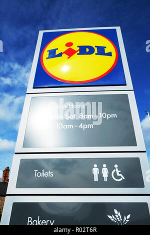 Kain, Lidl Lidl-Logo, Lidl, Lidl, Lidl, Lidl, Supermarkt, speichern, speichert, Lidl Supermärkte, Lidl, Lidl Geschäfte, Supermarkt Stockfoto