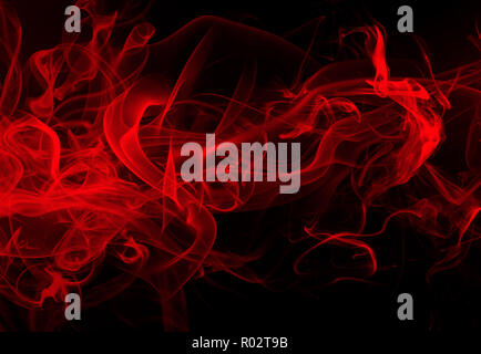 Bewegung des roten Rauch Abstract auf schwarzem Hintergrund, Brand Design Stockfoto