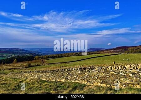 Blue Sky denken und Moment in Longshaw Wiese, Grindleford Stockfoto