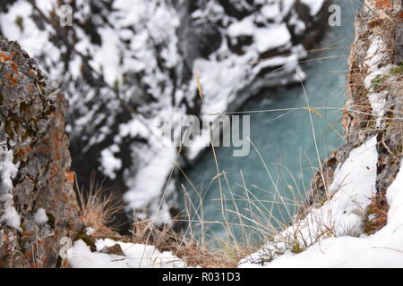Blick auf Wasser Sunwapta Falls Jasper National Park Stockfoto