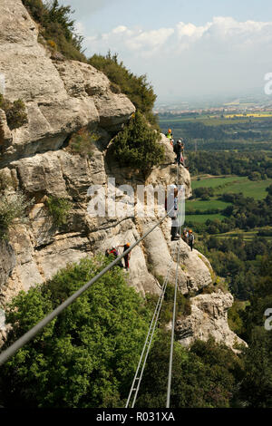 Klettersteig. Centelles. Catalunya. Spanien Stockfoto