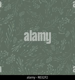 Anspruchsvolle Vektor grünen geblümten nahtlose Muster auf tiefen grünen Hintergrund. Sommerliche, festliche und Spaß. Stock Vektor
