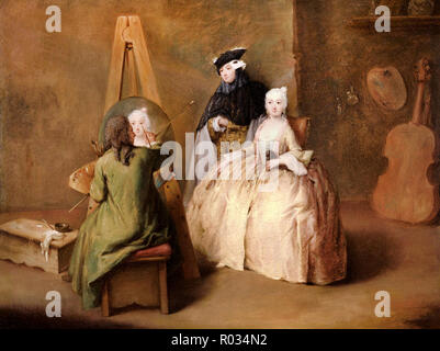 Pietro Longhi, der Maler in seinem Atelier, ca. 1741, Öl auf Leinwand, die J. Paul Getty Museum, Los Angeles, USA. Stockfoto