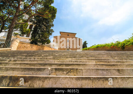 Blick auf die Altare della Patria aus der Perspektive des Kapitolinischen Hügel Treppen. Stockfoto