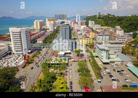 Kota Kinabalu in Sabah Malaysia - 16.Oktober 2018: Teilansicht der Stadt Kota Kinabalu. Stockfoto