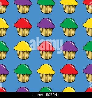 Helle Creme Cupcake nahtlose Muster Stock Vektor