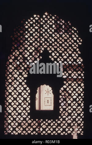 Stein Fenster, City Palace, Jaisalmer Fort, Rajasthan, Indien, Asien Stockfoto