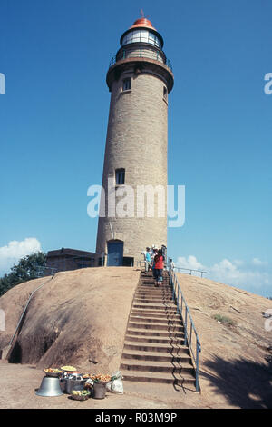 Anzeigen von Mahabalipuram Leuchtturm, Mamallapuram, Tamil Nadu, Indien, Asien Stockfoto