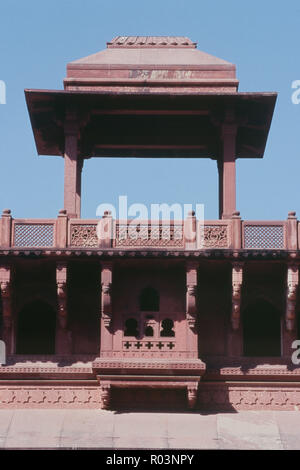 Blick auf den Balkon, Red Fort, Agra, Uttar Pradesh, Indien, Asien Stockfoto