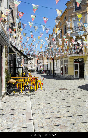 PLOVDIV, Bulgarien - 10. Juni 2017: Straße im Stadtteil Kapana, Stadt von Plovdiv, Bulgarien Stockfoto