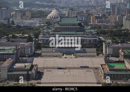 Pyongyang, North-Korea, 09.07.2018: Kim Il Sung Palast auf dem Kim Il Sung Platz ist unglaublich riesigen Stockfoto