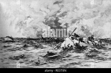 Shipwrecking der Lusitania, Mai 1915, Nordatlantik Stockfoto