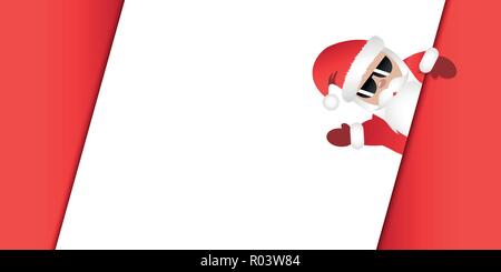 Hipster Santa Claus mit cooler Sonnenbrille winkt roten Hintergrund illustartion Vector EPS 10. Stock Vektor