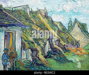 Sandstein strohgedeckten Cottages im Chaponval, Vincent van Gogh, 1890, Zürich, Kunsthaus, Zürich, Schweiz, Europa Stockfoto