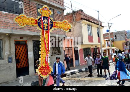 Fest der Kreuze - Virgen de la Candelaria - Karneval in Huaraz. Abteilung der Ancash. PERU Stockfoto