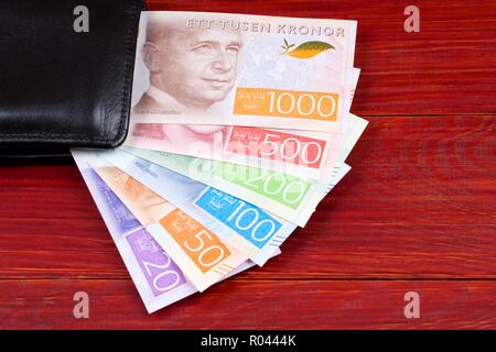 Schwedische Geld in der schwarzen Mappe Stockfoto