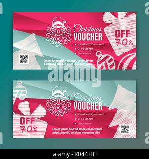 Weihnachten Belegschablone. Flyer für Unternehmen. Türkis Rot Dreieck Hintergrund für Warenhäuser, Geschäft. Line Art Stock Vektor