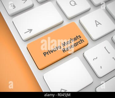 Private Märkte Forschung - Text auf die orange Taste auf der Tastatur. 3D. Stockfoto