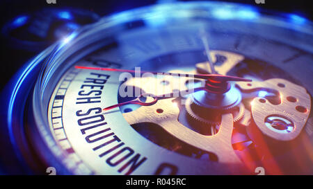 Frische Lösung - Text auf Vintage Tasche Uhr. 3D. Stockfoto