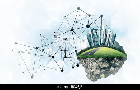 Konzept der modernen Netzwerktechnologien und Eco grün construc Stockfoto