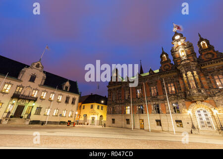 Malmo City Hall bei Nacht. Malmö, Scania, Schweden. Stockfoto