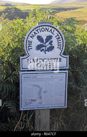 National Trust Sign, Hardcastle Crags Stockfoto