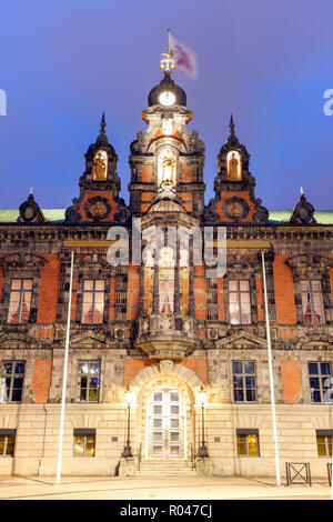 Malmo City Hall bei Nacht. Malmö, Scania, Schweden. Stockfoto