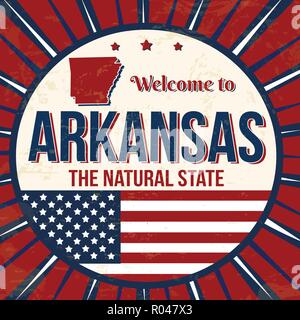 Nach Arkansas vintage Grunge poster Willkommen, vector Illustrator Stock Vektor