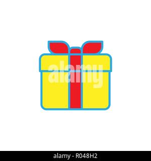Geschenkbox einfach solide Symbol für mobile Konzept und Webdesign. Symbol vorhanden. Flache Piktogramm auf weißen isoliert. Editierbare Schlaganfall. Illustration, eps 10. Stock Vektor