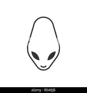 Alien Kopf Umrisse Symbol auf weißem Hintergrund. Single UFO unterzeichnen. Humanoide logo, Piktogramm für mobile App und Web Design. Einfache lineare Stil. Stock Vektor