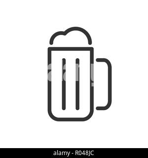 Bier Symbol isoliert auf weißem Hintergrund. Becher Bier Zeichen, Logos, Piktogramme für mobile App und Web Design. Einfache lineare Stil Vektor. Pixelgrafiken. Stock Vektor