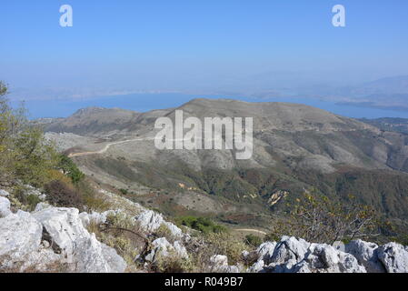 Blick vom höchsten Punkt der Insel Korfu Stockfoto