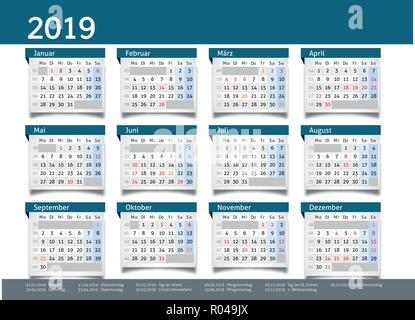 2019 Kalender jährliche Planer pocket business Jahr Vector Stock Vektor