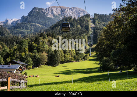 Mit der Seilbahn auf den Jenner Berg, Nationalpark Berchtesgaden, Deutschland, Europa Stockfoto