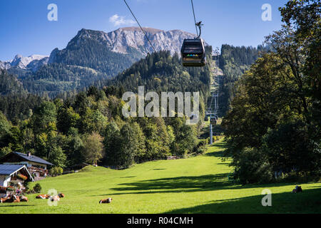 Mit der Seilbahn auf den Jenner Berg, Nationalpark Berchtesgaden, Deutschland, Europa Stockfoto