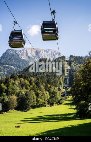 Mit der Seilbahn auf den Jenner Berg, Nationalpark Berchtesgaden, Deutschland, Europa Stockfoto