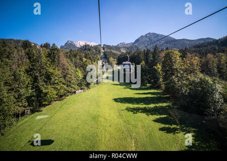 Mit der Seilbahn auf den Jenner Berg, Nationalpark Berchtesgaden, Deutschland, Europa Stockfoto