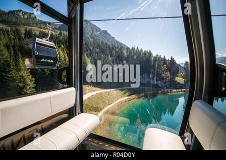 Mit der Seilbahn auf den Jenner Berg, Nationalpark Berchtesgaden, Deutschland, Europa Stockfoto