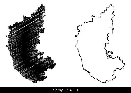 Karnataka (Mitgliedstaaten und Union gebieten von Indien, Föderierte Staaten, Republik Indien) Karte Vektor-illustration, kritzeln Skizze Karnataka State map Stock Vektor