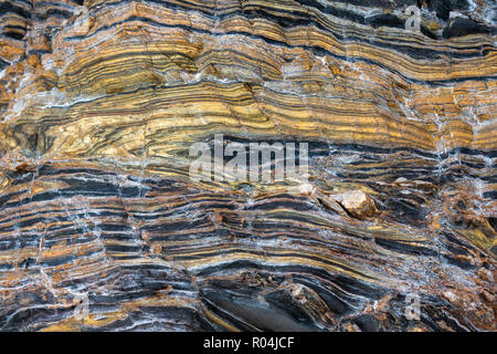 Die ikonischen Texturen der zweite Tal Cliff für einen Hintergrund auf der Halbinsel Fleurieu in Südaustralien am 1. November 2018, geeignete Stockfoto