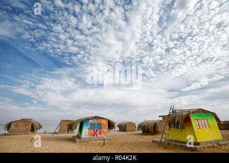 Bedouin Hütten in Sondos Camp. Nuweiba. Ägypten Stockfoto