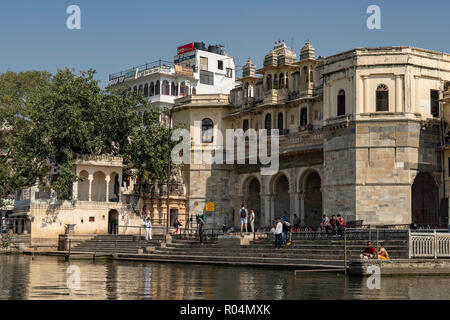 Gangaur Ghat, See Pichola, Udaipur, Rajasthan, Indien Stockfoto