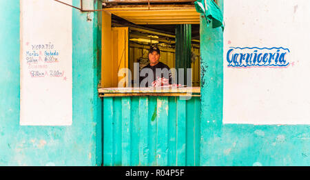 Fleisch Stall in einer typischen Straße, Havanna, Kuba, Karibik, Karibik, Zentral- und Lateinamerika Stockfoto